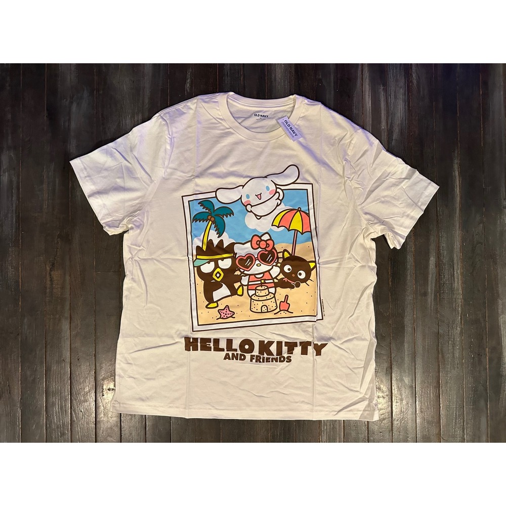 Old Navy Hello Kitty and Friends Beach Graphic T-Shirt Cream Off-White NWT - Picture 2 of 3